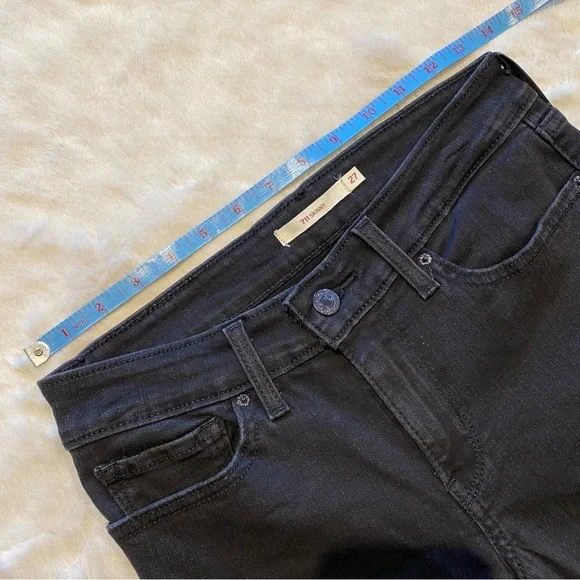 (27) Levi’s 711 Skinny Mid-Rise Jeans Black Distressed Midrise Slim Fit - Picture 5 of 12